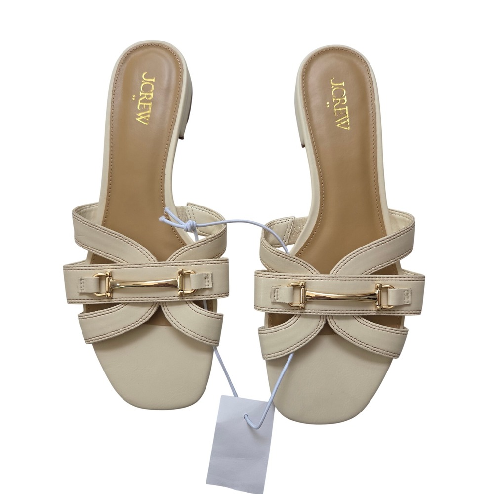 J. Crew Bit Slide Sandals Horsebit Ivory Womens Size 9 NWT $128 CR283